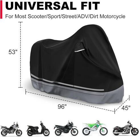 Waterproof Enclosed Motorcycle Storage Sheds Cover, 600D Oxford Cloth with All-Round Enclosed Zipper Motorcycle Shelter Garage Cover for Snow Rain Dust Protection, 96 L x 45 W x 53 H in in Saudi Arabia
