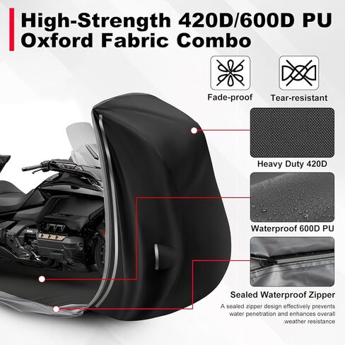 Waterproof Enclosed Motorcycle Storage Sheds Cover, 600D Oxford Cloth with All-Round Enclosed Zipper Motorcycle Shelter Garage Cover for Snow Rain Dust Protection, 96 L x 45 W x 53 H in in Saudi Arabia