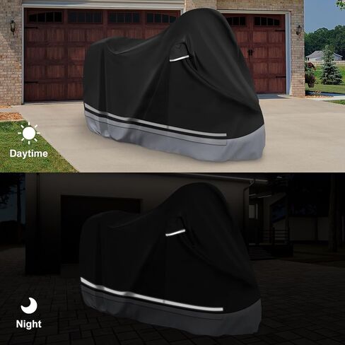 Waterproof Enclosed Motorcycle Storage Sheds Cover, 600D Oxford Cloth with All-Round Enclosed Zipper Motorcycle Shelter Garage Cover for Snow Rain Dust Protection, 96 L x 45 W x 53 H in in Saudi Arabia