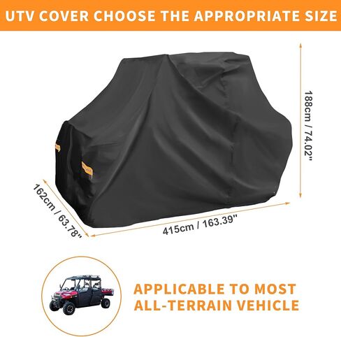 غطاء X AUTOHAUX UTV لـ Can-am Commander MAX XT XT-P غطاء مقاوم للماء جنبًا إلى جنب للحماية من تخزين المطر في الهواء الطلق باللون الأسود 163.39 بوصة × 63.78 بوصة × 74.02 بوصة (الطول * العرض * الارتفاع) in Saudi Arabia