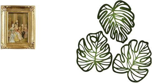Resin Photo Frame Card Display Holder Poster Glass Front Picture Frame with Palm Leaves Wood Wall Decor Wooden Ornament Creative Tropical Wall Art Jun in Saudi Arabia
