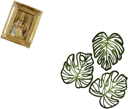 Resin Photo Frame Card Display Holder Poster Glass Front Picture Frame with Palm Leaves Wood Wall Decor Wooden Ornament Creative Tropical Wall Art Jun in Saudi Arabia