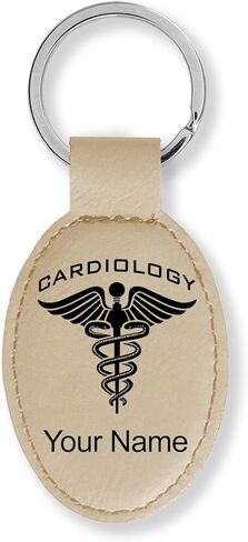 LaserGram Oval Keychain, Cardiology, Personalized Engraving Included in Saudi Arabia