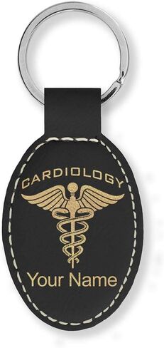 LaserGram Oval Keychain, Cardiology, Personalized Engraving Included in Saudi Arabia