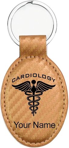 LaserGram Oval Keychain, Cardiology, Personalized Engraving Included in Saudi Arabia