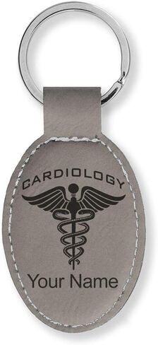 LaserGram Oval Keychain, Cardiology, Personalized Engraving Included in Saudi Arabia