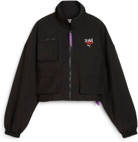 PUMA Womens X-Girl Woven Jacket Athletic Outerwear Casual Full Zip - Black in Saudi Arabia
