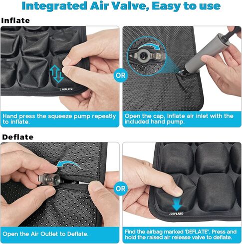 Inflatable Seat Cushion, Airplane Travel Seat Cushion for Long Flights & Car Rides, Portable Air Pad with Built-in Pump, Ergonomic Tailbone Buttocks Pain Relief for Office Chair, Wheelchair, Stadium in Saudi Arabia