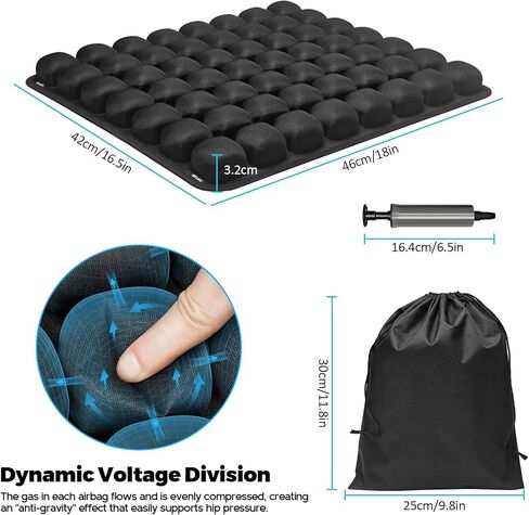 Inflatable Seat Cushion, Airplane Travel Seat Cushion for Long Flights & Car Rides, Portable Air Pad with Built-in Pump, Ergonomic Tailbone Buttocks Pain Relief for Office Chair, Wheelchair, Stadium in Saudi Arabia