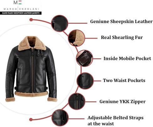B3 Bomber Jacket Aviator Real Shearling B3 Bomber Jacket الشتاء in Kuwait