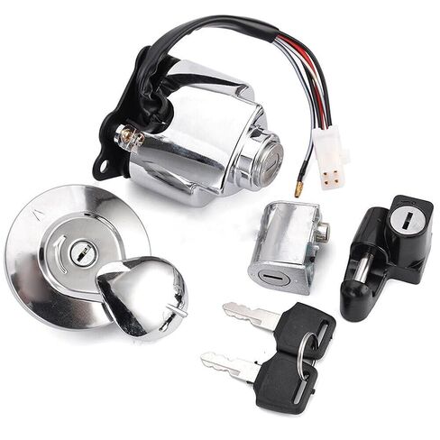 Motorcycle Ignition Switch Lock Set w/Keys - Igntiton Swtich(4-Pin,5-Wire) with Cover,Gas Cap,Master & Helmet Lock for Honda VTX 1300 All Year in Saudi Arabia