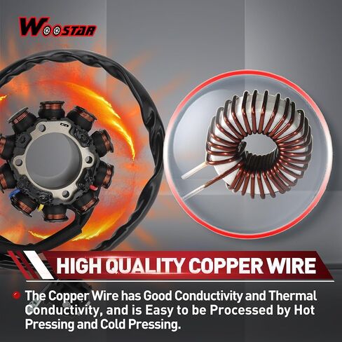 WOOSTAR 10 Coil 5 Wire Magneto Stator Replacement for 2008-2009 2012-2019 KLR 450R KLX 450A OEM 21003-0070 21003-0090 in Saudi Arabia