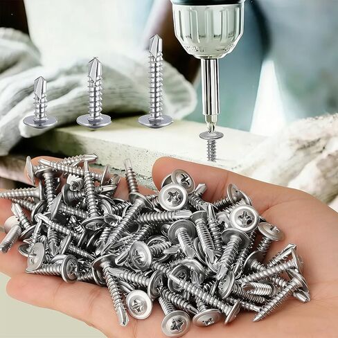 240Pcs 410 Stainless Steel Truss Head Self Tapping TEK Screws, Self Drilling Screws for Metal/Furniture, Building and Repairing, Truss Head, Phillips Screwdriver Drill Bit (Silver, 13+19+25mm) in Saudi Arabia