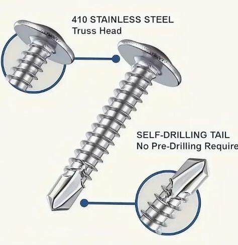 240Pcs 410 Stainless Steel Truss Head Self Tapping TEK Screws, Self Drilling Screws for Metal/Furniture, Building and Repairing, Truss Head, Phillips Screwdriver Drill Bit (Silver, 13+19+25mm) in Saudi Arabia