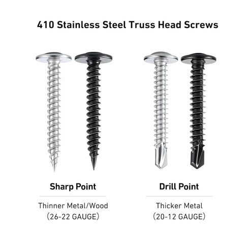 Black Wood Screws Phillips Modified Truss Head Assortment Kit 450PCS, Stainless Steel 410 Quick Self Tapping Screws for Wood Metal, #8 x 1/2",5/8",3/4",1",1-1/4",1-1/2",2" in Kuwait