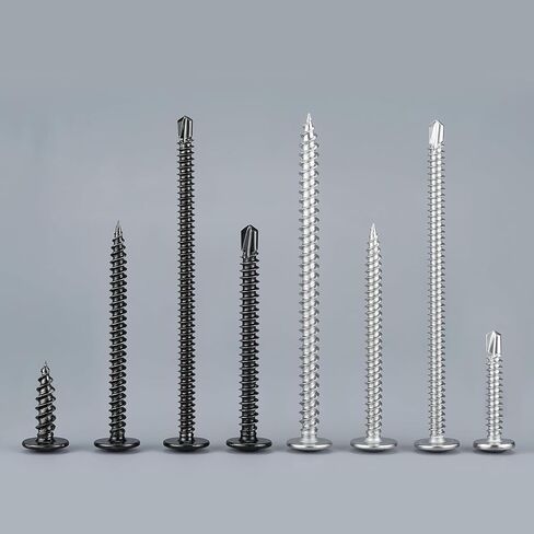 Black Wood Screws Phillips Modified Truss Head Assortment Kit 450PCS, Stainless Steel 410 Quick Self Tapping Screws for Wood Metal, #8 x 1/2",5/8",3/4",1",1-1/4",1-1/2",2" in Kuwait