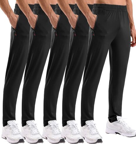 5 Pack Men's Sweatpants with Zipper Pockets Stretch Lightweight Athletic Track Activewear Pants for Men Joggers Running Workout Gym,3XL in Kuwait