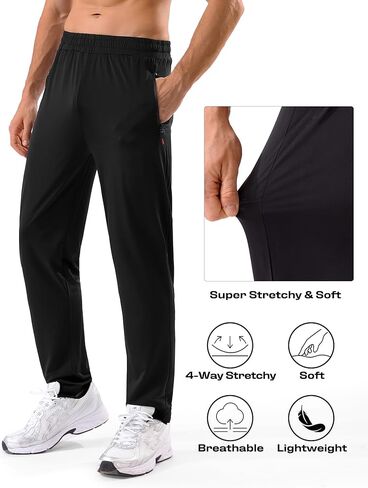 5 Pack Men's Sweatpants with Zipper Pockets Stretch Lightweight Athletic Track Activewear Pants for Men Joggers Running Workout Gym,3XL in Kuwait