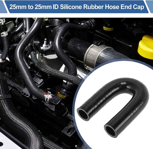 ACROPIX 25mm / 1'' Inch ID 180 Degree U Bend Shape Silicone Elbow Coupler Hose Black Car Coolant Tube Universal 4-Ply Reinforced Rubber Tubing Intake Boots in Saudi Arabia
