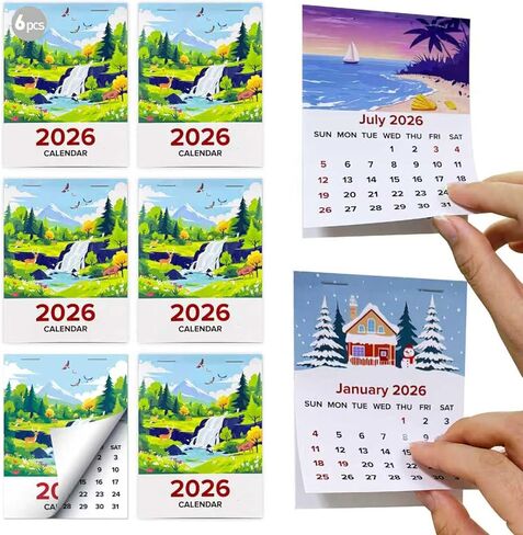 6 قطع 2026 عصا صغيرة على التقويمات تعمل من يناير 2026 حتى ديسمبر 2026 تقويم الجيب 3.3 بوصة × 4.8 بوصة تقويم حائط صغير 2026 للمكاتب المكتبية أو حقيبة الظهر أو لوحة قيادة السيارة أو الجيب in Saudi Arabia