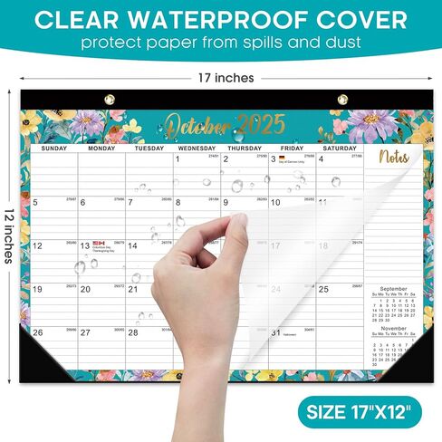 Desk Calendar 2026, 21 Months Calendar Runs from October 2025 to June 2027 - Large 17" x 12" Desktop/Wall Monthly Desk Planner for Home School, or Office - Floral Pattern in Saudi Arabia