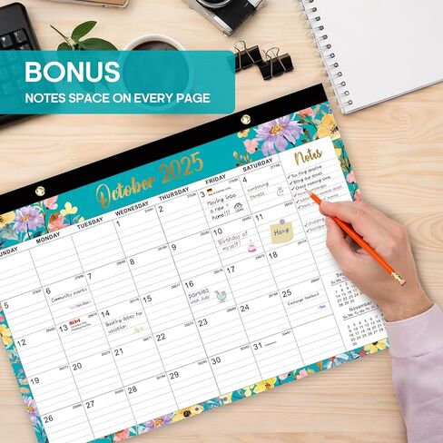 Desk Calendar 2026, 21 Months Calendar Runs from October 2025 to June 2027 - Large 17" x 12" Desktop/Wall Monthly Desk Planner for Home School, or Office - Floral Pattern in Saudi Arabia