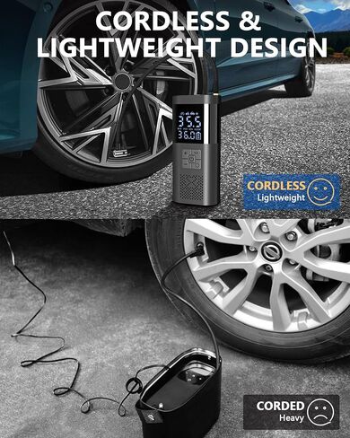 جهاز تشغيل القفز مع ضاغط هواء، بطارية ذروة 6000 أمبير محمولة للسيارات والدراجات النارية، صندوق القفز 150 رطل لكل بوصة مربعة 14.8 فولت مع كابلات توصيل، ضاغط هواء، مصابيح LED، شاشة LCD in Kuwait