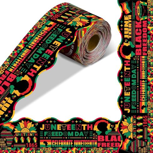 50 Ft Juneteenth Bulletin Board Border Decorations - Happy Juneteenth Freedom Day June 19th Border for Classroom School African Afro American Festival Supplies in Kuwait