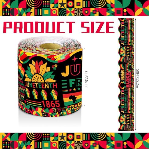 50 Ft Juneteenth Bulletin Board Border Decorations - Happy Juneteenth Freedom Day June 19th Border for Classroom School African Afro American Festival Supplies in Kuwait