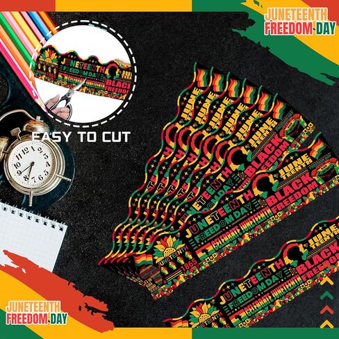 50 Ft Juneteenth Bulletin Board Border Decorations - Happy Juneteenth Freedom Day June 19th Border for Classroom School African Afro American Festival Supplies in Kuwait