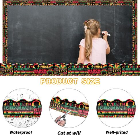 50 Ft Juneteenth Bulletin Board Border Decorations - Happy Juneteenth Freedom Day June 19th Border for Classroom School African Afro American Festival Supplies in Kuwait