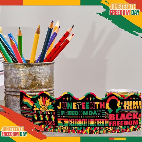 50 Ft Juneteenth Bulletin Board Border Decorations - Happy Juneteenth Freedom Day June 19th Border for Classroom School African Afro American Festival Supplies in Kuwait