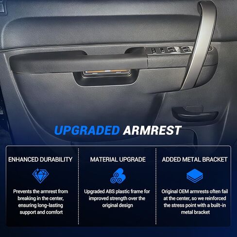 22818465 Front Driver Side Armrest Repair Kit Fit for Chevy Silverado & GMC Sierra 1500 2010-2013, Silverado & GMC Sierra 2500HD 3500HD 2010-2014, Only Fit the Door Handle Below Armrest, Black in Saudi Arabia