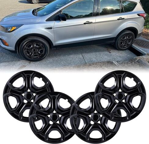 17inch Hubcaps Wheel Covers for 2013-2025 Ford Escape, ABS+PC Plastic Snap-on 17'' Wheels Hubcap for 13-25 Escape Set of 4 Glossy Black OEM#LJ6Z1015A in Kuwait