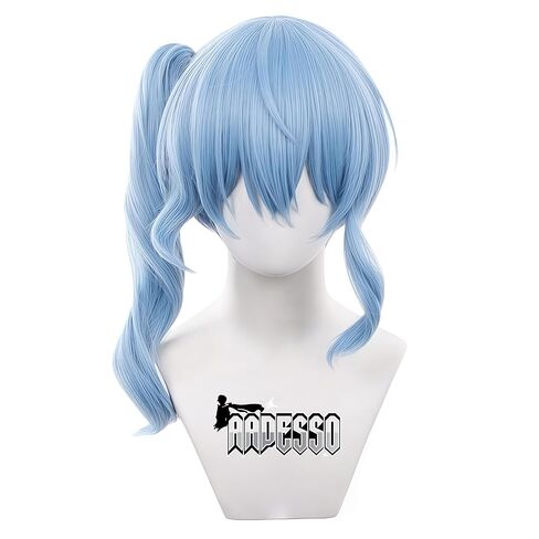 شعر مستعار سويسي من هوشيماتشي، شعر أزرق على شكل ذيل حصان، قابل للفصل، شعر مستعار صناعي مستقيم مقاوم للحرارة in Kuwait