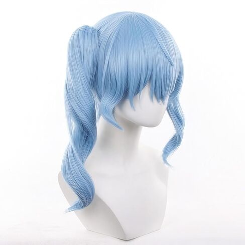 شعر مستعار سويسي من هوشيماتشي، شعر أزرق على شكل ذيل حصان، قابل للفصل، شعر مستعار صناعي مستقيم مقاوم للحرارة in Kuwait