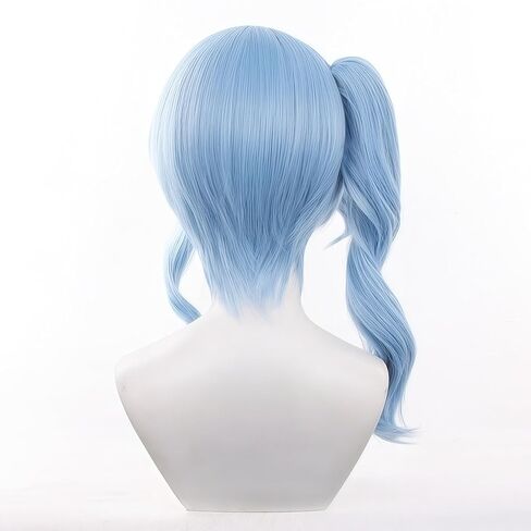 شعر مستعار سويسي من هوشيماتشي، شعر أزرق على شكل ذيل حصان، قابل للفصل، شعر مستعار صناعي مستقيم مقاوم للحرارة in Kuwait