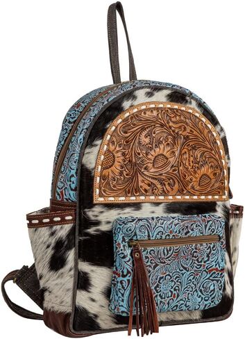 Myra Bag Backpack Bag for Women - Western Upcycled Hairon & Leather Bag Charcoal Gray in Saudi Arabia