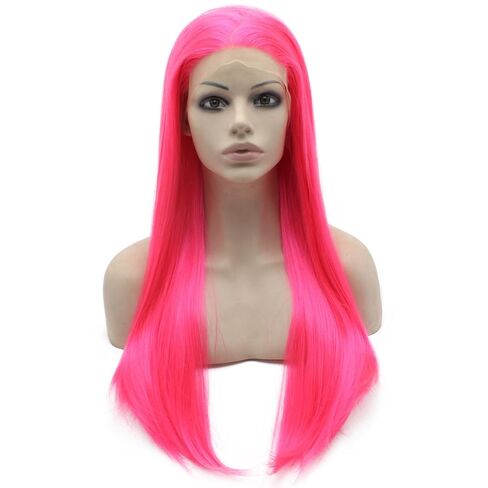 MX angel Long Straight Violet Purple Heat Friendly Fiber Lace front Cosplay Party Wig in Kuwait