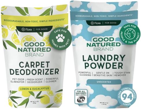علامة تجارية جيدة الطبيعة | حزمة الغسيل | معطر السجاد بالليمون والأوكالبتوس 31 أونصة | مزيل روائح السجاد الصديق للحيوانات الأليفة | مسحوق غسيل غير معطر 47 أونصة | مسحوق الغسيل المضاد للحساسية 94 حمولة in Kuwait
