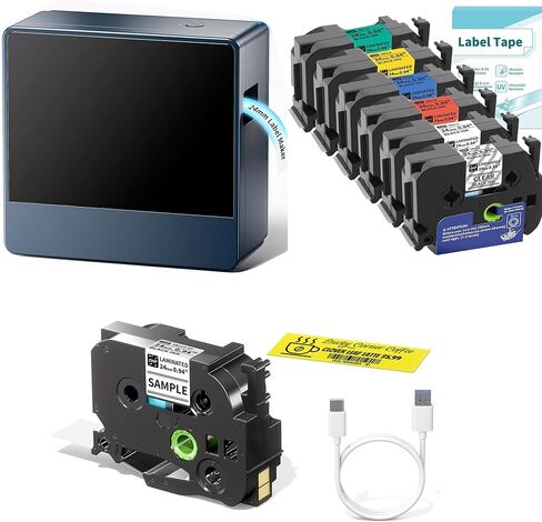 1 Inch Label Maker Machine with 7PK 24mm Color Tapes, Bluetooth 24mm Labeler Large Print Rechargeable, Wireless Thermal Printer Print Labels-Waterproof 9mm~24mm, P780BT for Home Office Business Use in Kuwait