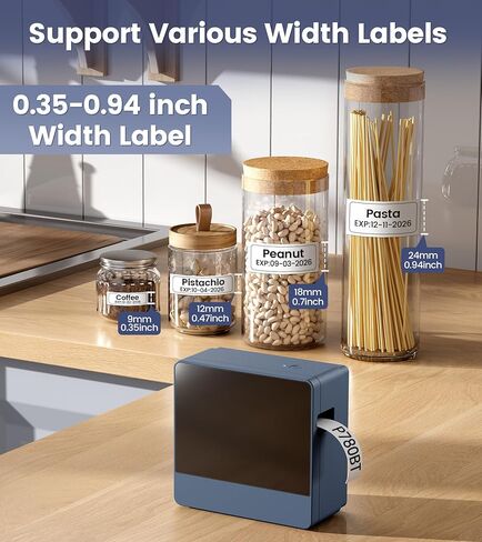 1 Inch Label Maker Machine with 7PK 24mm Color Tapes, Bluetooth 24mm Labeler Large Print Rechargeable, Wireless Thermal Printer Print Labels-Waterproof 9mm~24mm, P780BT for Home Office Business Use in Kuwait