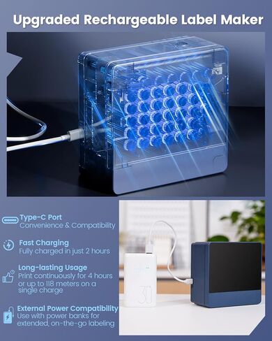 1 Inch Label Maker Machine with 7PK 24mm Color Tapes, Bluetooth 24mm Labeler Large Print Rechargeable, Wireless Thermal Printer Print Labels-Waterproof 9mm~24mm, P780BT for Home Office Business Use in Kuwait