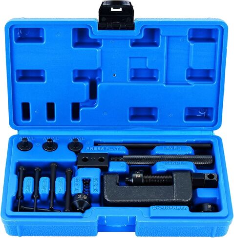 20pc Chain Breaker Tool Kit with C Frame 3 Anvils 5 Break Tips, Motorcycle Chain Breaker Set, Chain Removal Tool, Chain Cutter and Riveter with Case for ATV, Bicycle, Cam and 25 to 630 Chains in Saudi Arabia