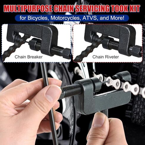 20pc Chain Breaker Tool Kit with C Frame 3 Anvils 5 Break Tips, Motorcycle Chain Breaker Set, Chain Removal Tool, Chain Cutter and Riveter with Case for ATV, Bicycle, Cam and 25 to 630 Chains in Saudi Arabia