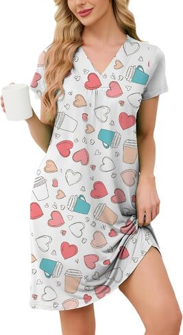 ثوب نوم حريمي من القطن الناعم بأكمام قصيرة وقمصان نوم مع جيوب من Chunoy in Kuwait