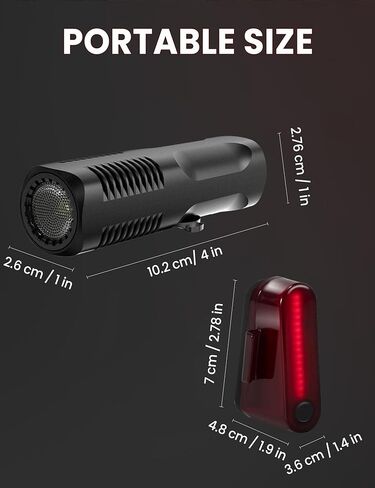 مجموعة أضواء الدراجة الأمامية والخلفية، 8+5 أوضاع مصباح أمامي وخلفي للدراجة قابل لإعادة الشحن USB-C، مصابيح أمان LED مقاومة للماء IP64 للركوب الليلي، ملحقات ركوب الدراجات على الطرق والجبال، سهلة التركيب in Kuwait