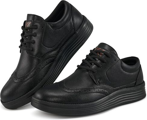 أحذية أكسفورد للرجال: حذاء كاجوال مريح من جلد البولي يوريثان باللون الأسود 11 للعمل المكتبي in Kuwait