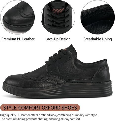 أحذية أكسفورد للرجال: حذاء كاجوال مريح من جلد البولي يوريثان باللون الأسود 11 للعمل المكتبي in Kuwait