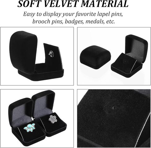 12 Pcs Black Velvet Challenge Coin Presentation Display Box Velvet Gift Box Single Lapel Badge Display Holders with Stereo Display Cardboard for Christmas Wedding Engagement Birthday Anniversary in Saudi Arabia